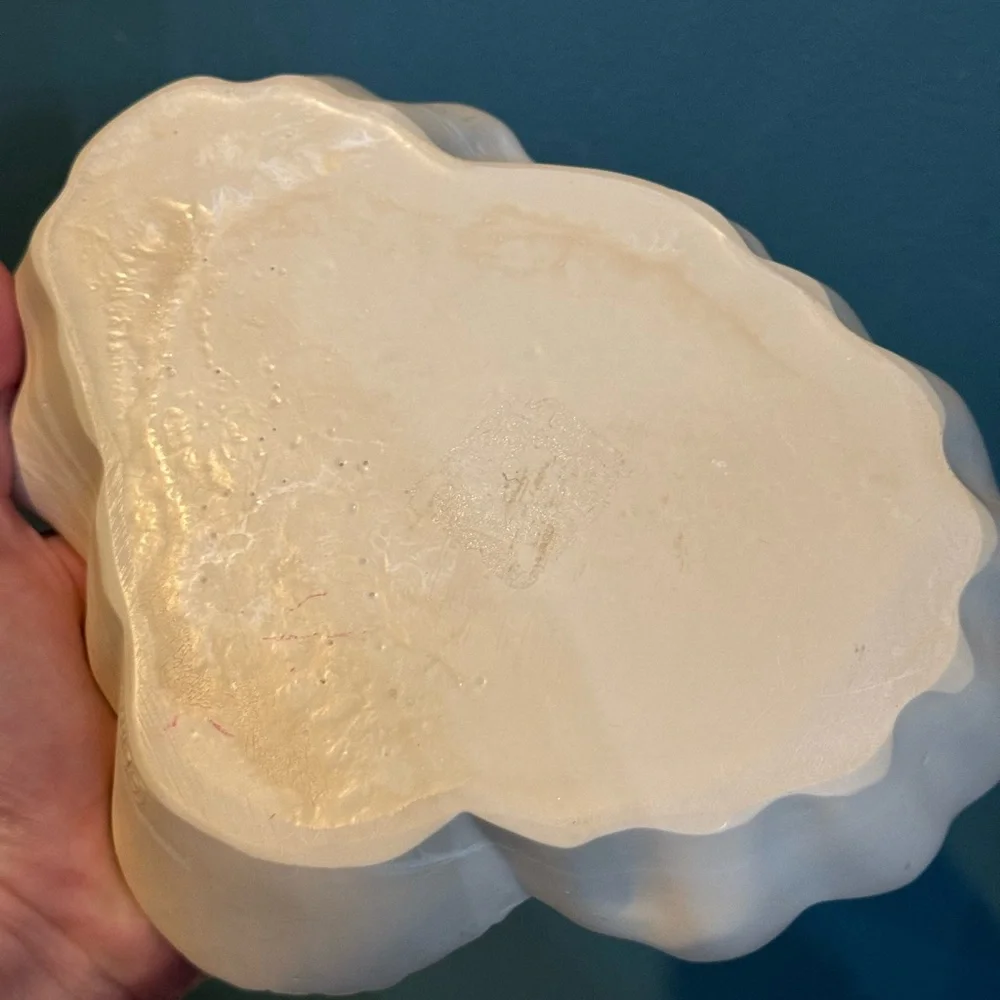 Vintage Dina Shell Seashells Marble Look Vanity Tray Desk Organizer, 1980’s